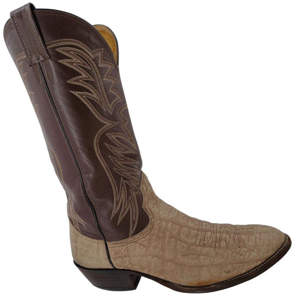 Nocona Cape Buffalo Cowboy Boots Mens size 10D Brown Tan Exotic Leather Western